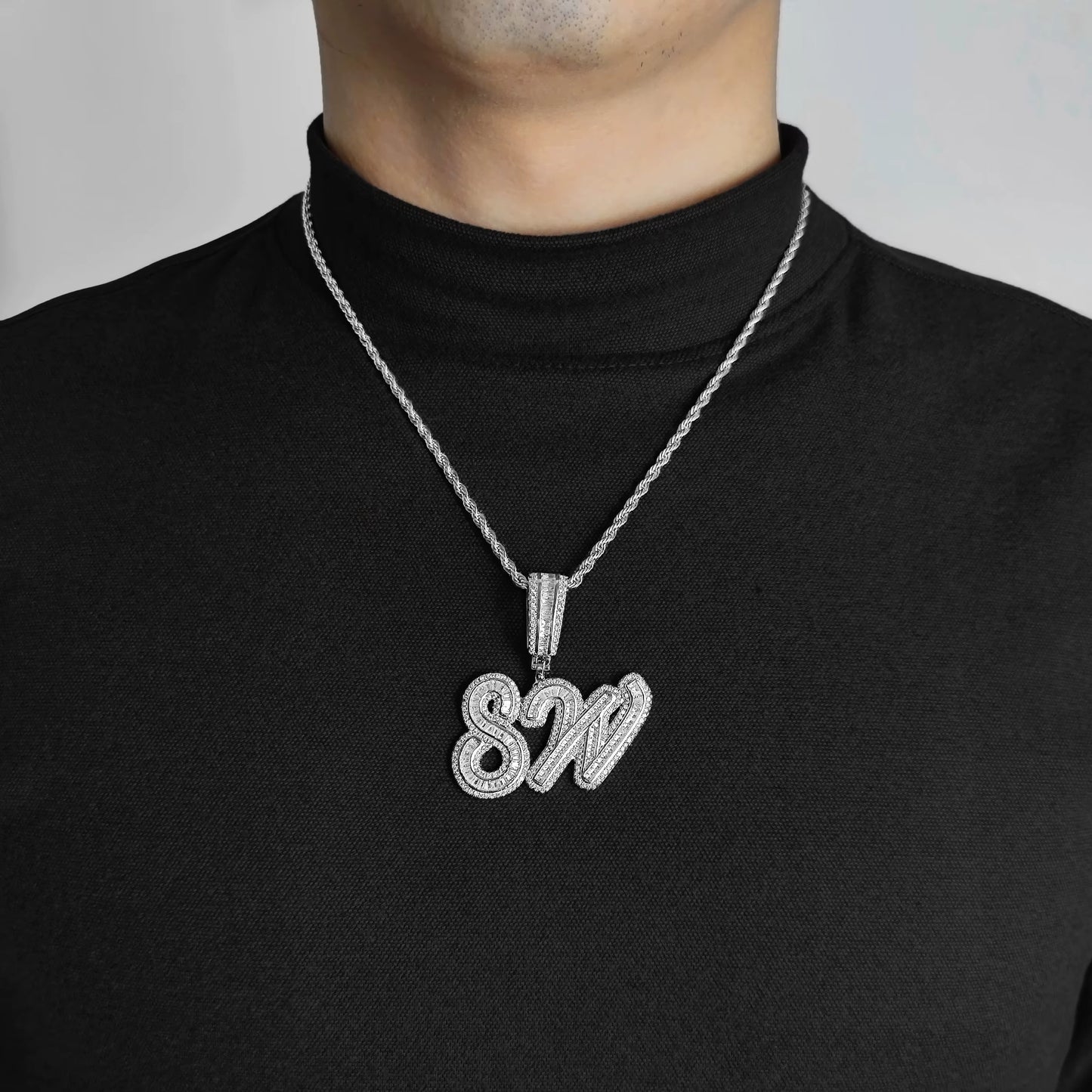 Iced Out Letter Initial Capitalizes Necklace Bling Jewelry Custom Name Pendant Hip Hop Jewelry