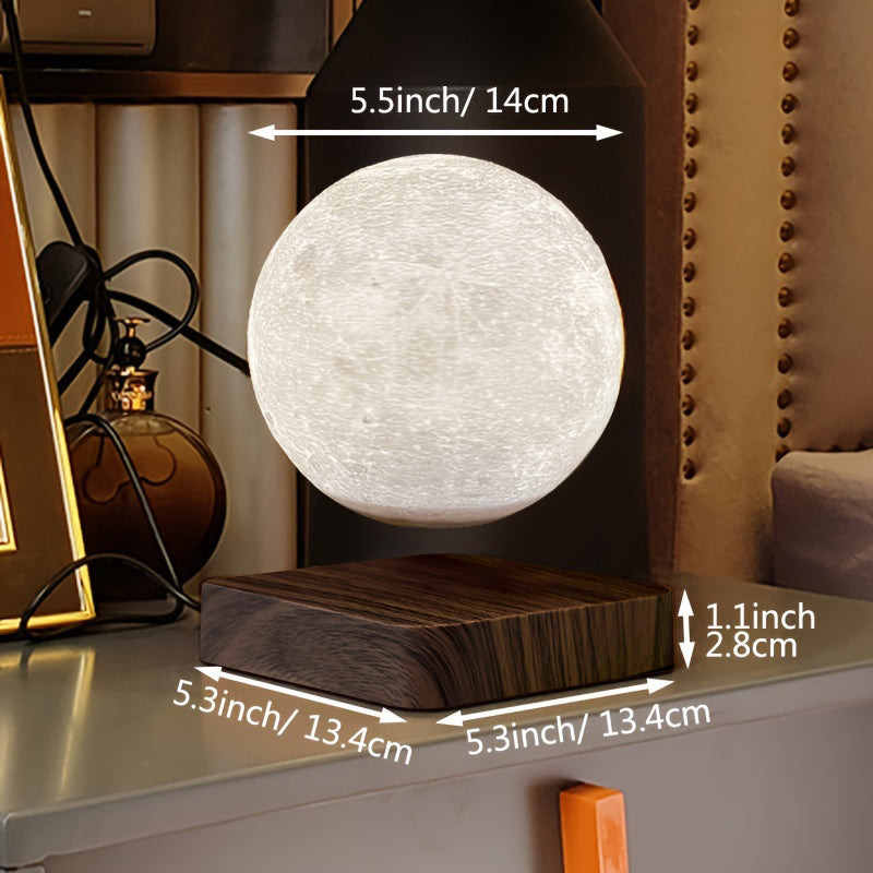 Levitating Moon Table Lamp, Magnetic Floating Night Light With 3 Lighting Modes