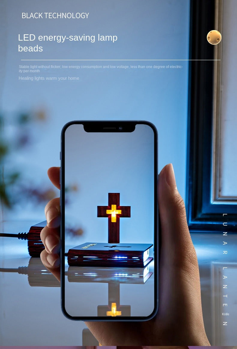 Personalized creative cross magnetic levitation night light ornaments for parents