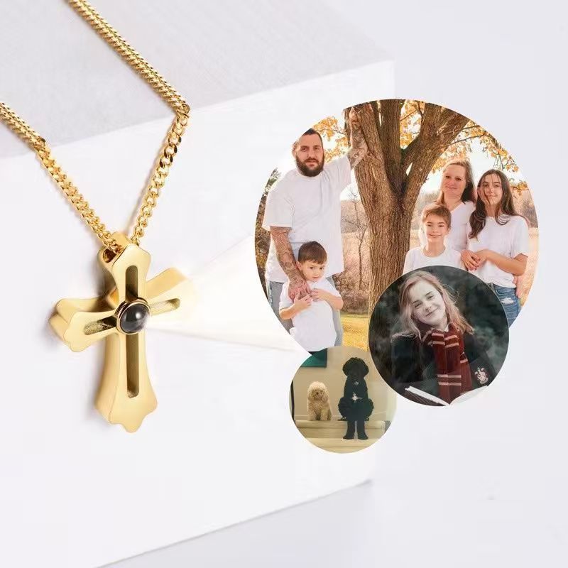 Personalized Cross Photo Necklace