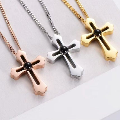 Personalized Cross Photo Necklace