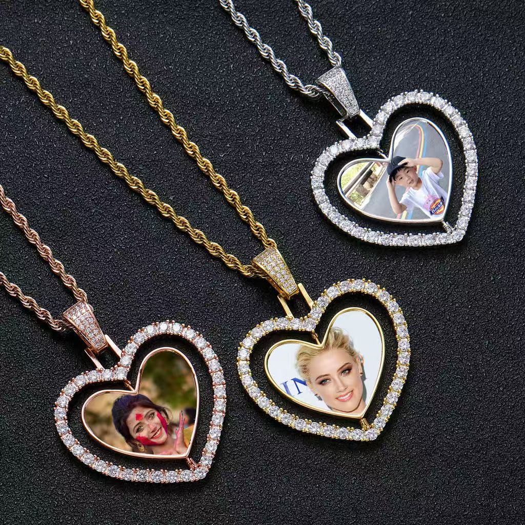 Personalized Hip Hop Photo Heart Necklace