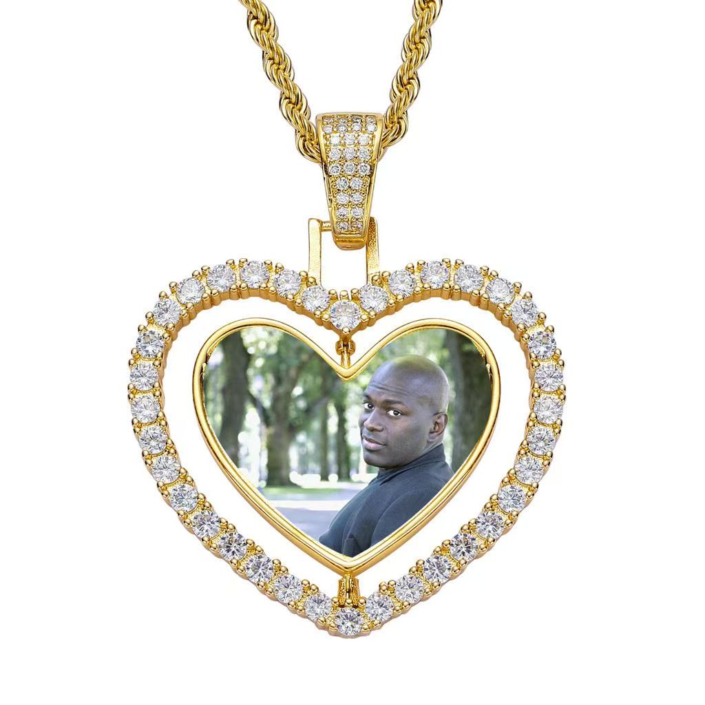 Personalized Hip Hop Photo Heart Necklace