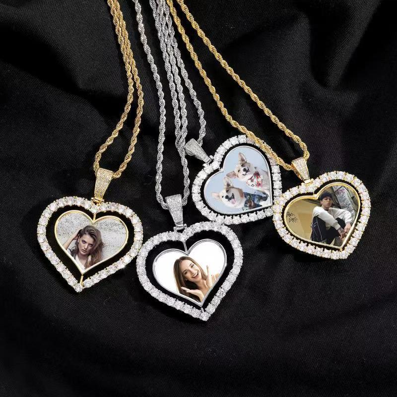 Personalized Hip Hop Photo Heart Necklace