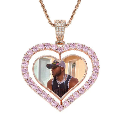 Personalized Hip Hop Photo Heart Necklace