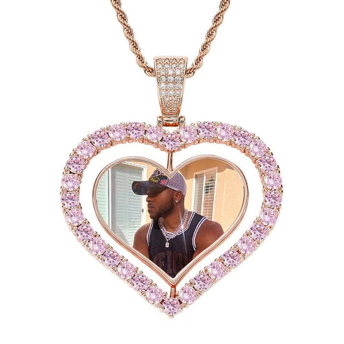 Personalized Hip Hop Photo Heart Necklace