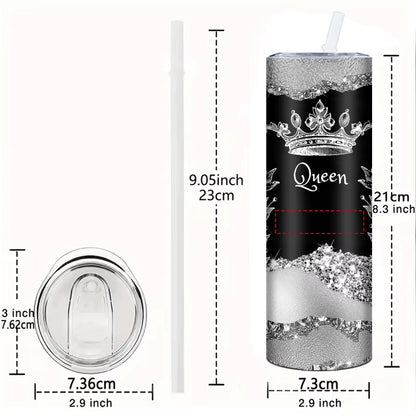 Customized Name 20oz Stainless Steel Tumbler Double-Walled Vacuum Insulated Travel Mug With Straw Floral Pattern For Gift