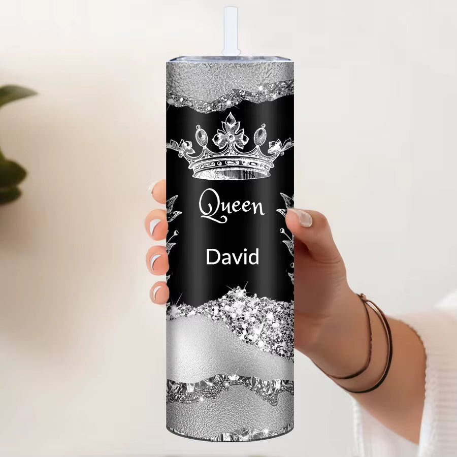 Customized Name 20oz Stainless Steel Tumbler Double-Walled Vacuum Insulated Travel Mug With Straw Floral Pattern For Gift