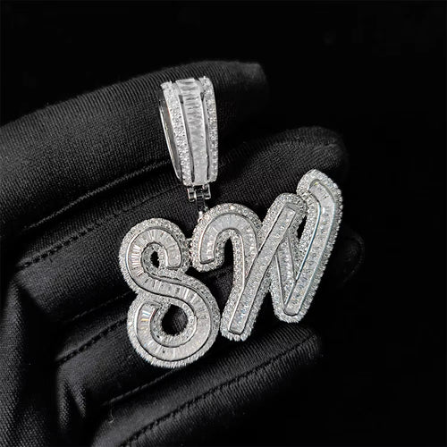 Iced Out Letter Initial Capitalizes Necklace Bling Jewelry Custom Name Pendant Hip Hop Jewelry