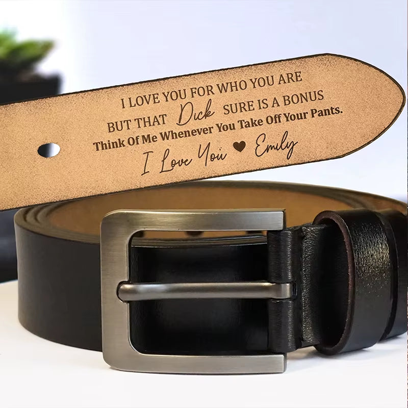 Personalized Any Text Men'S Belt Custom Engraved Leather Belt