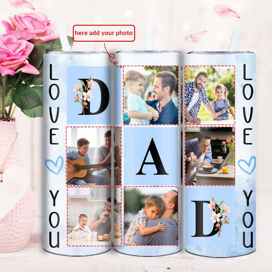 Customized Pictures Family Party Tumblers Straw Lid Stainless Steel Insulated Coffee Cups