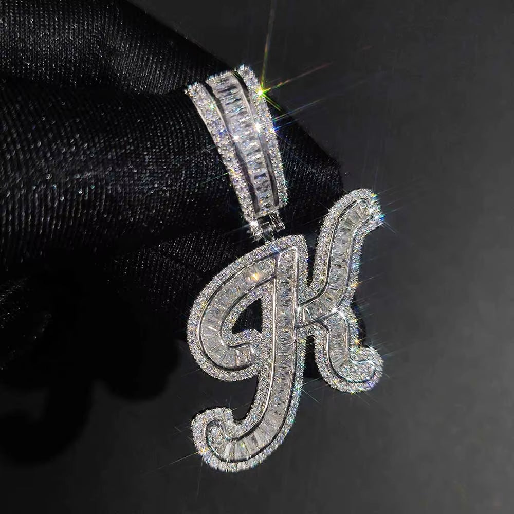 Iced Out Letter Initial Capitalizes Necklace Bling Jewelry Custom Name Pendant Hip Hop Jewelry