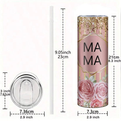 Customed Mom Photo Stainless Steel Insulated Water Cup With Plastic Lid&Straw Mother's Day Gift